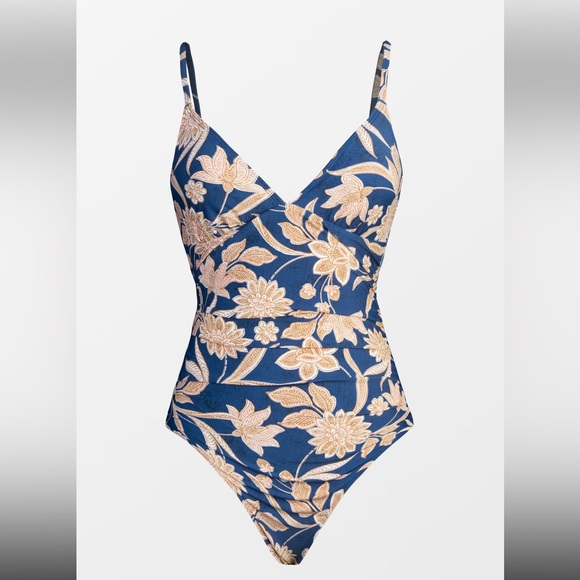 Cupshe NWT Paisley V Neck tummy control long torso one piece swimsuit - Picture 5 of 6